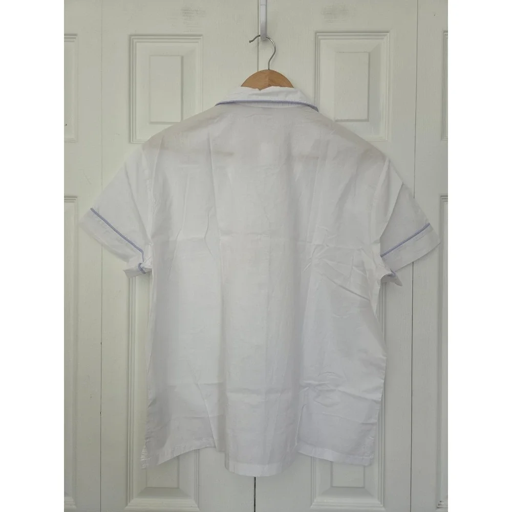 J. Crew End on End Pajama Top Short Sleeve Cotton Women S White NWT CN215